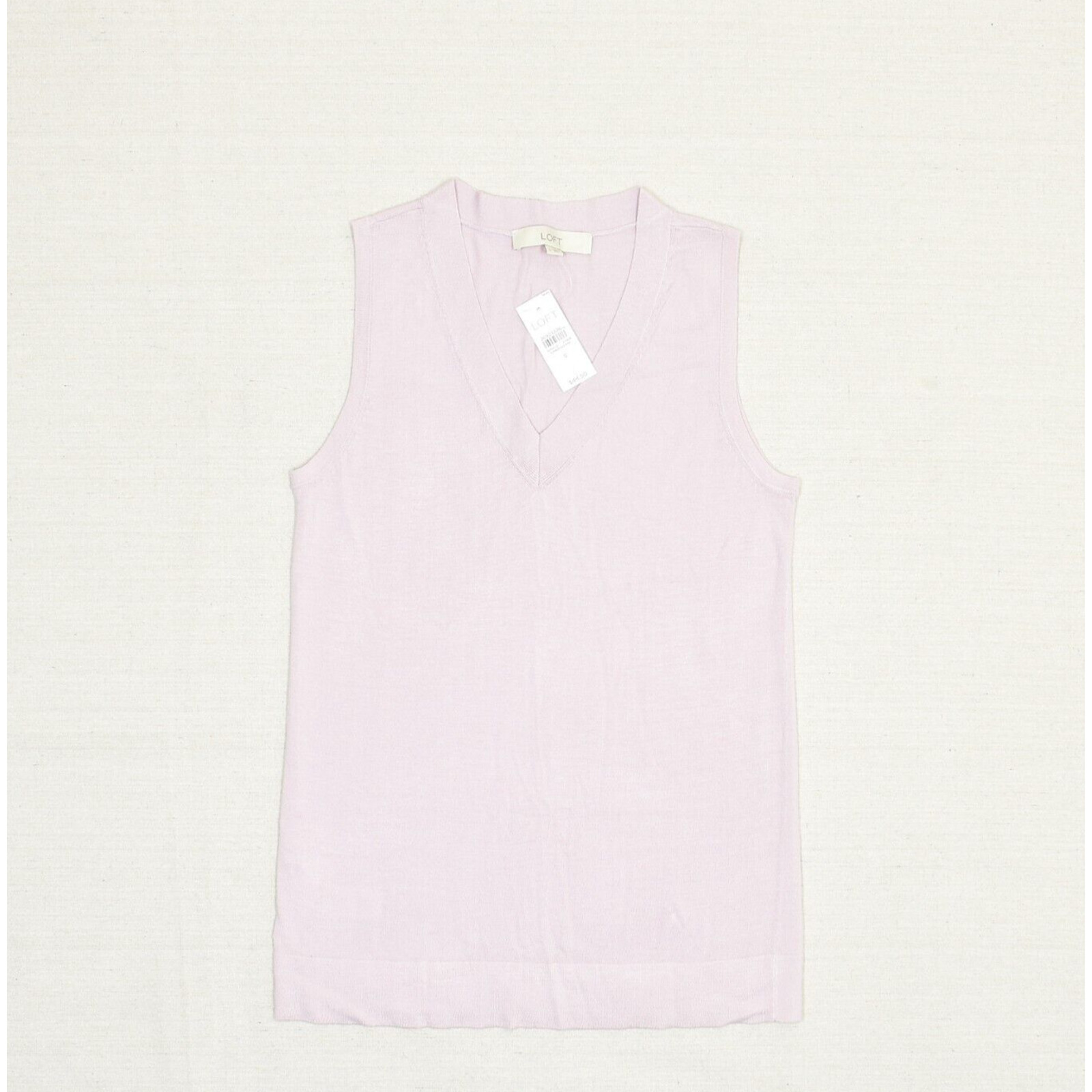 NEW Loft Women Blouse Knit V Neck Solid Sleeveless Viscose Purple Size S
