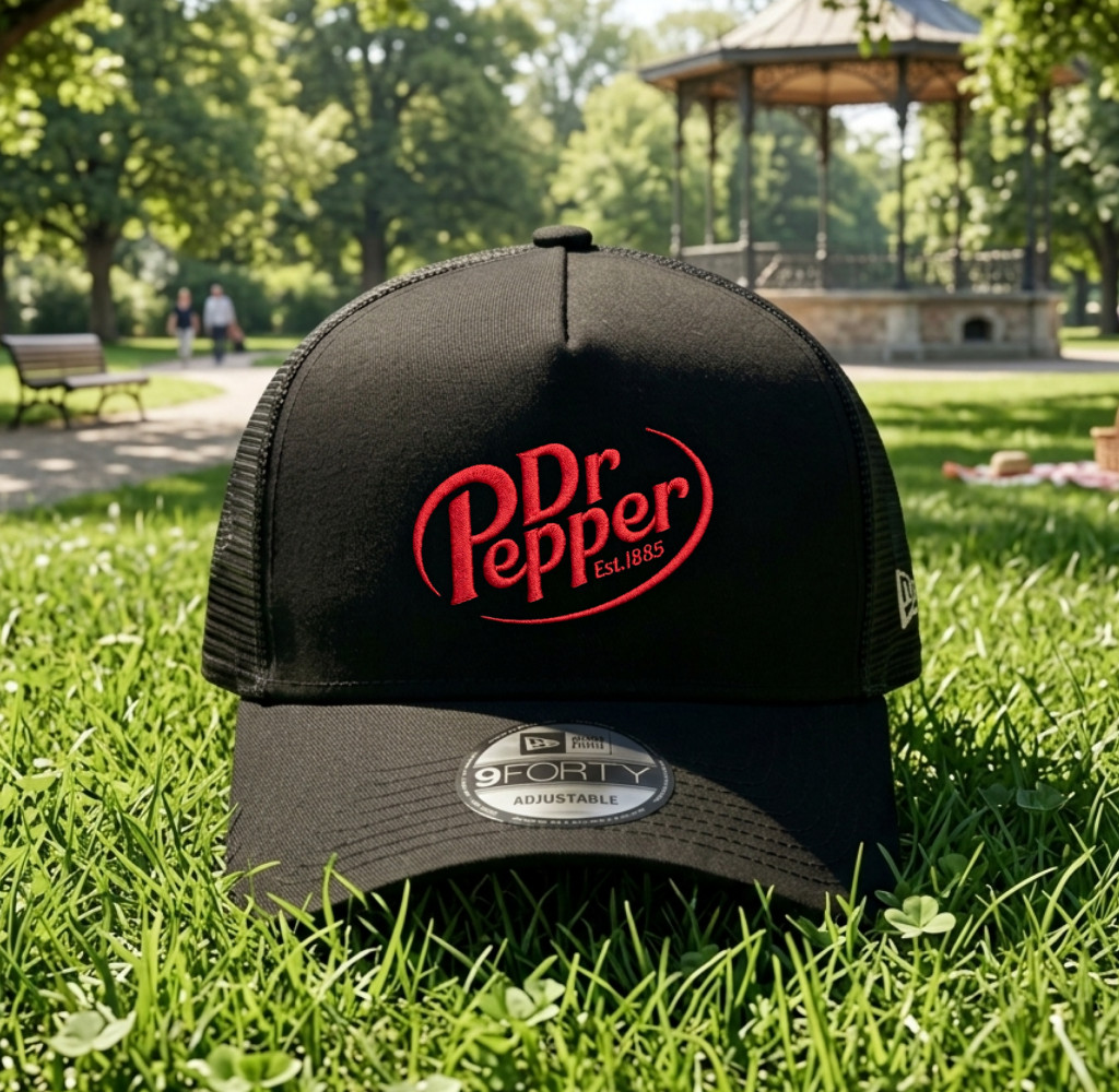 Dr Pepper Embroidered Trucker Hat Snapback Mesh Baseball Cap Retro Soda Cap
