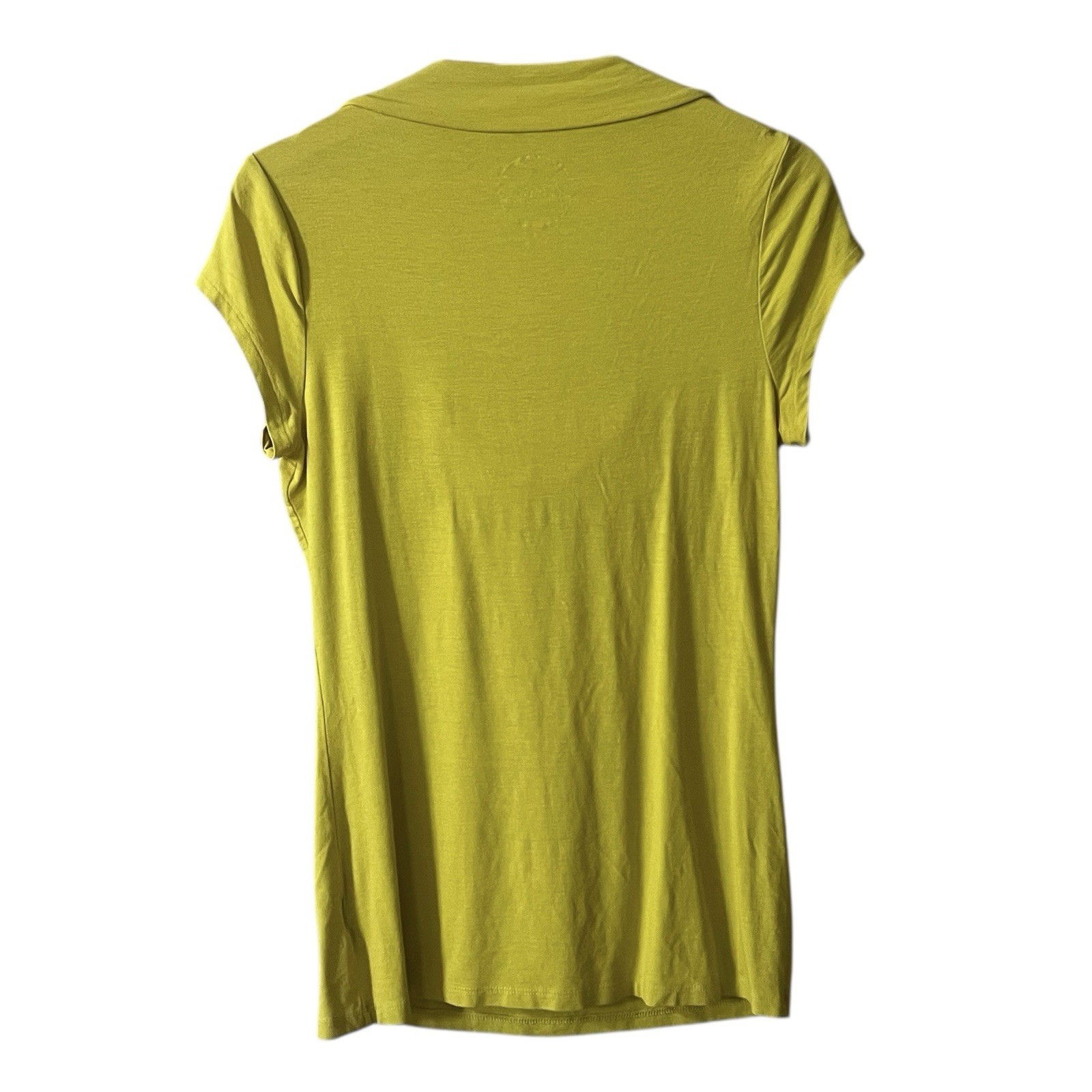 INC International Concepts Knit Top Medium Queen Anne Draped Cowl Neon Yellow