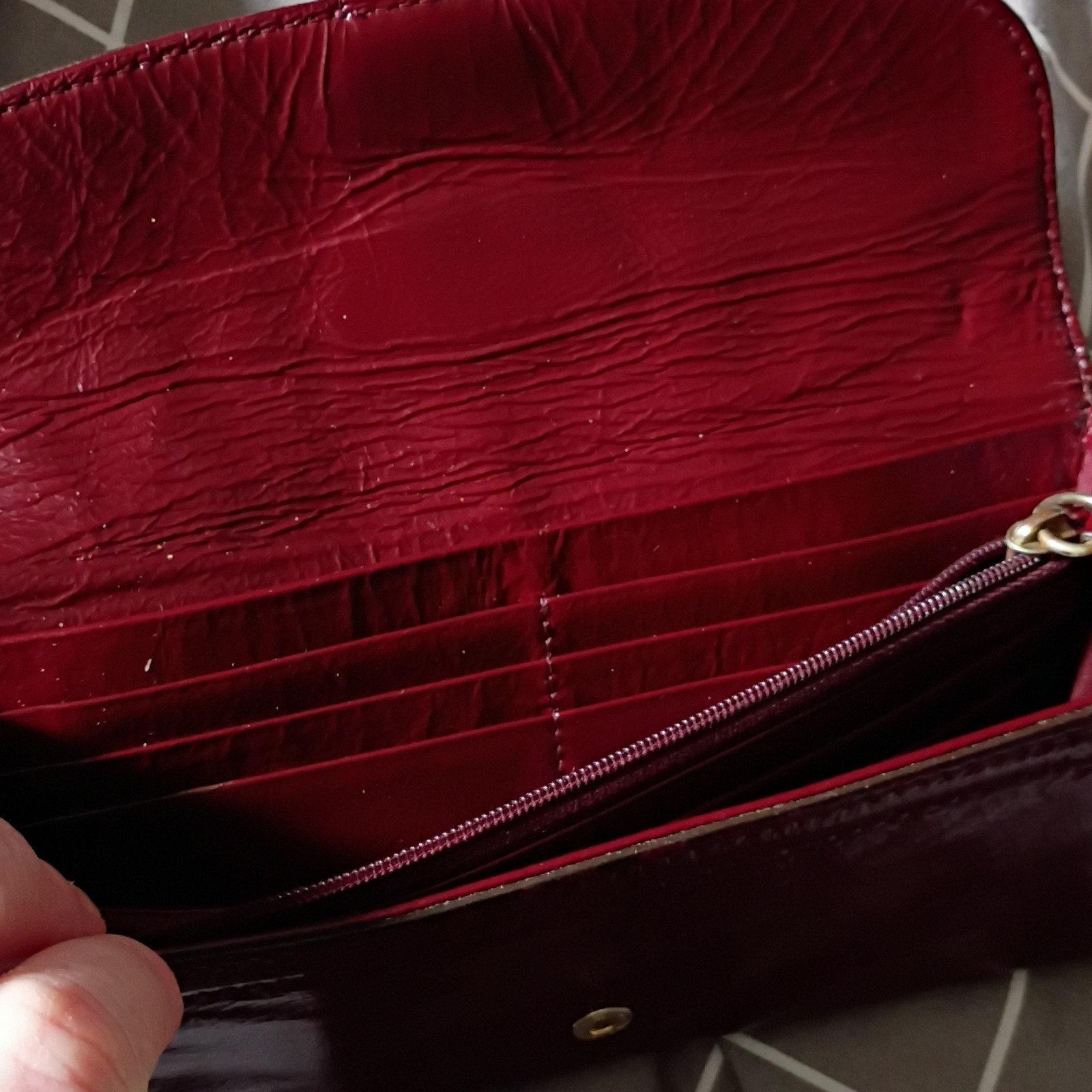 Burgundy Women’s Wallet Buckle Snap Flap Zip Coin Pocket Logo