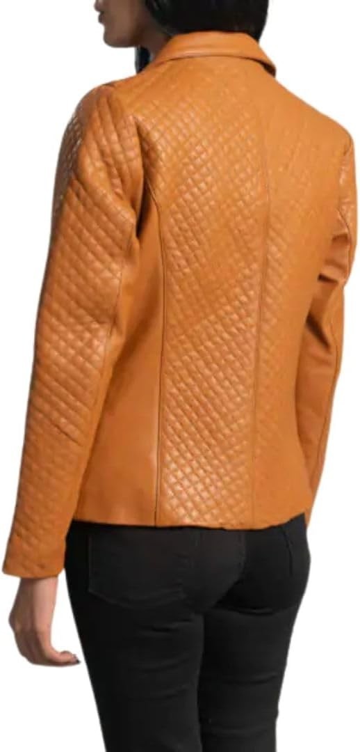 Premium Leather Sheepskin Blazer, Quilted Pattern, Slim Fit, Professional Style