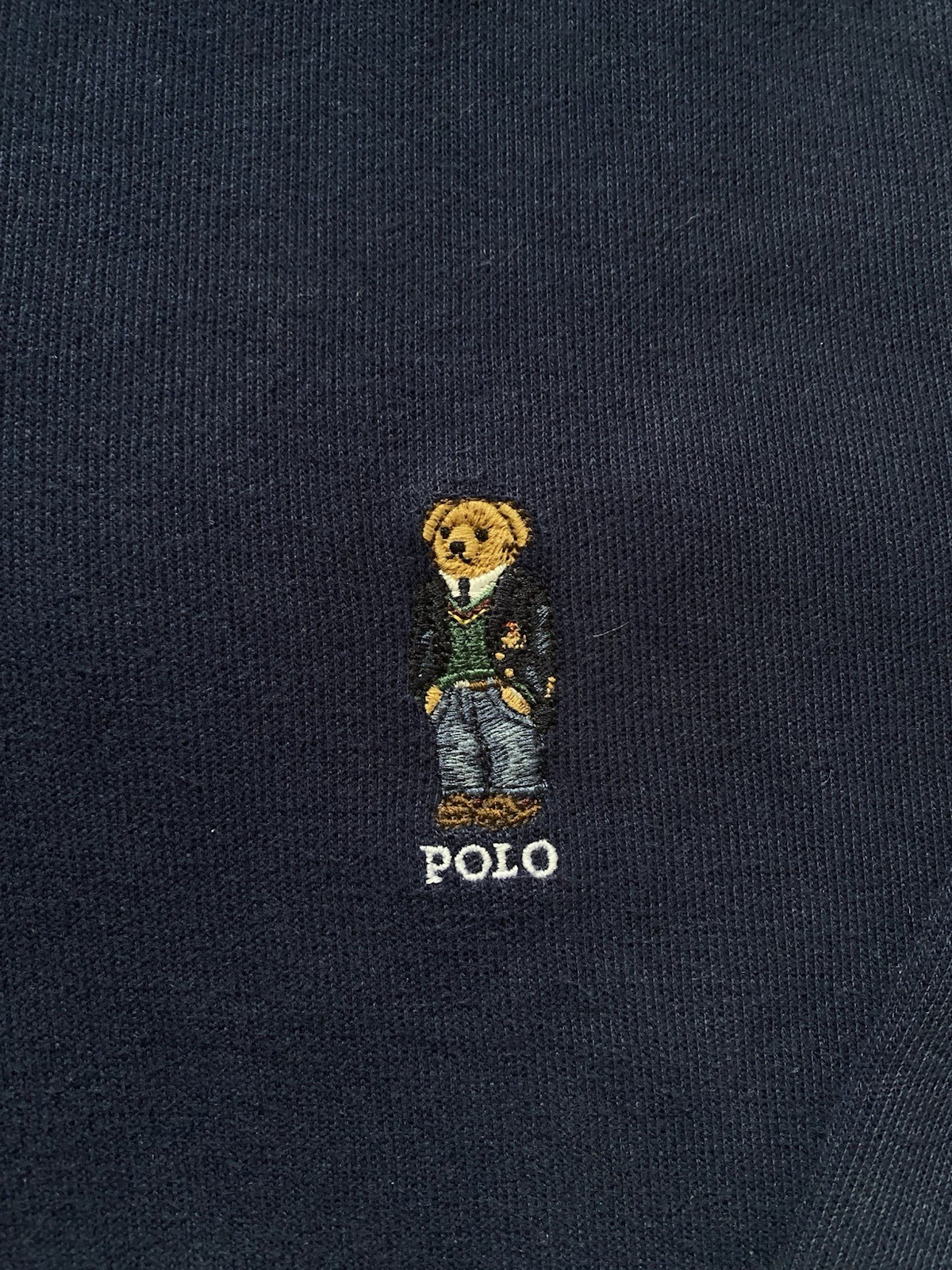 Polo Ralph Lauren XXL Navy Blue Knit 1/4 Zip Bear Pullover Sweater