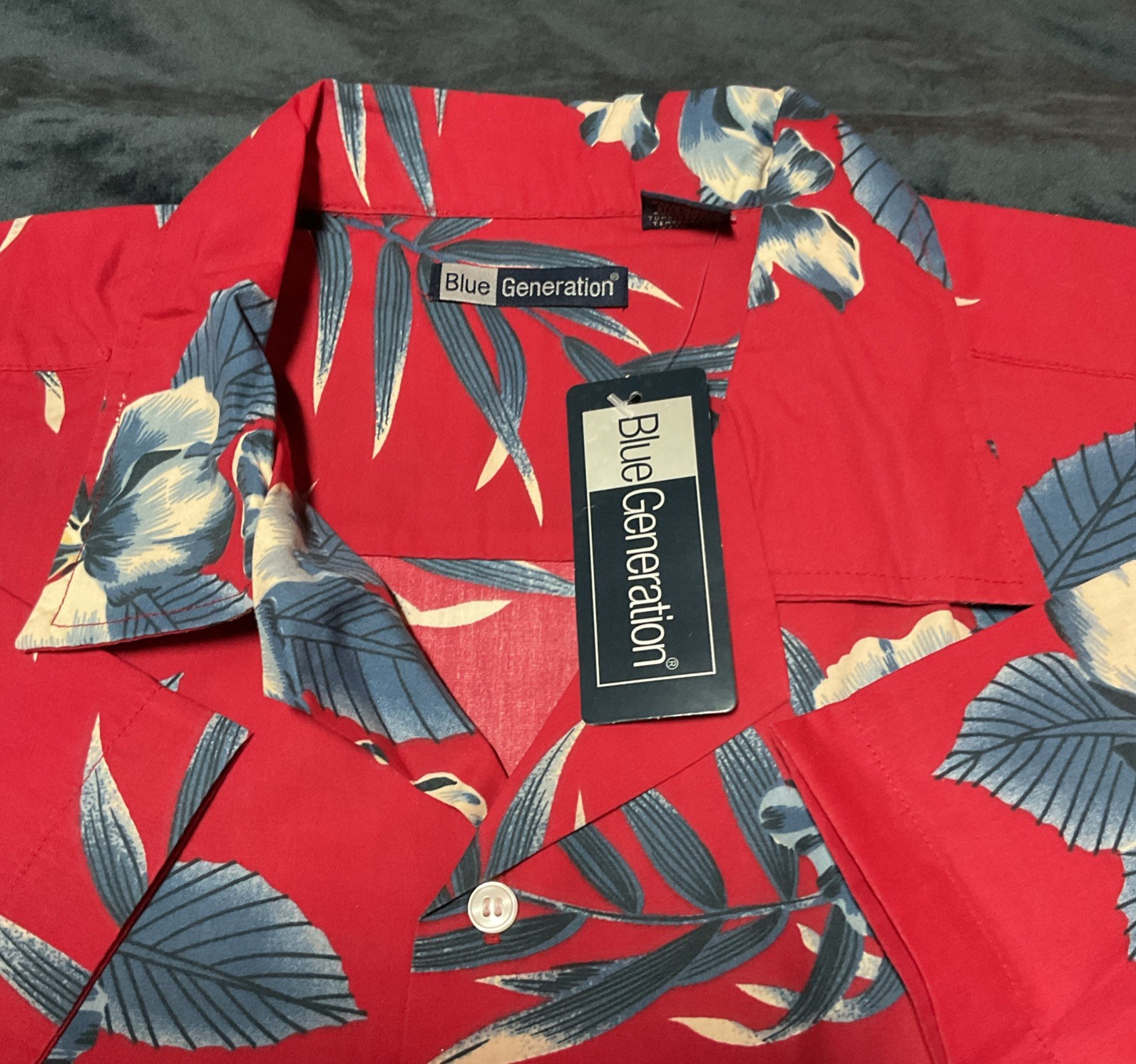 Blue Generation Red Tropical Hawaiian Beach Shirt Men’s Size Large NWT
