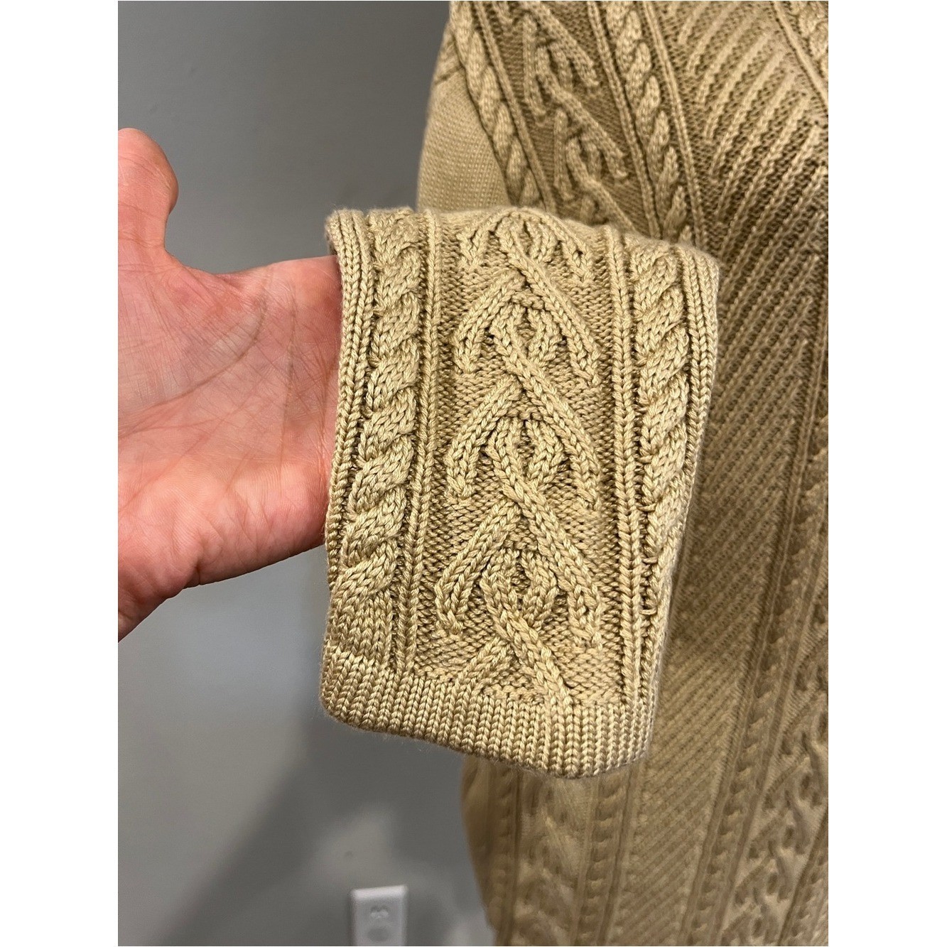 Cable Knit Turtleneck mini Sweater Dress in Camel size medium