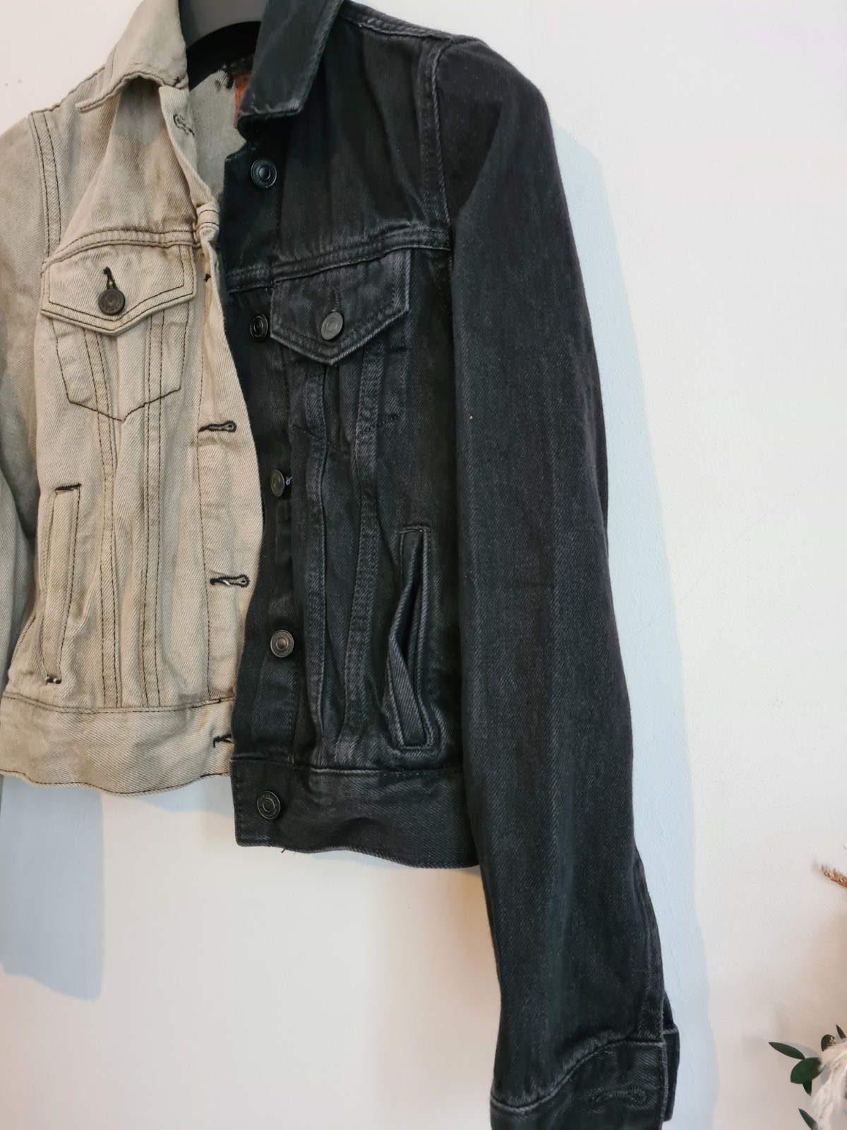 Bleach Dyed Woman’s All Saints Denim Jacket – Half/Half Style – Size (XS – 6)