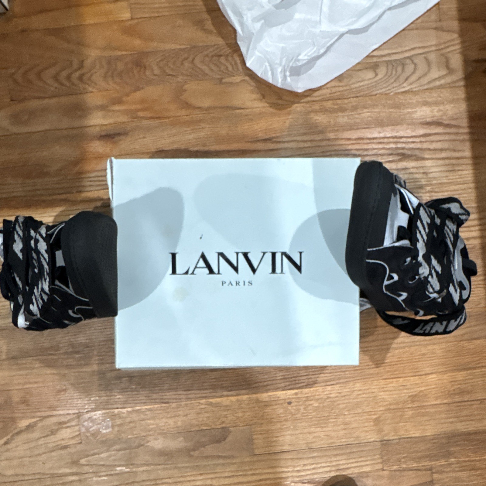 Lanvin Curb Men’s Black Reflective Low Top Lace-Up Athletic Sneakers