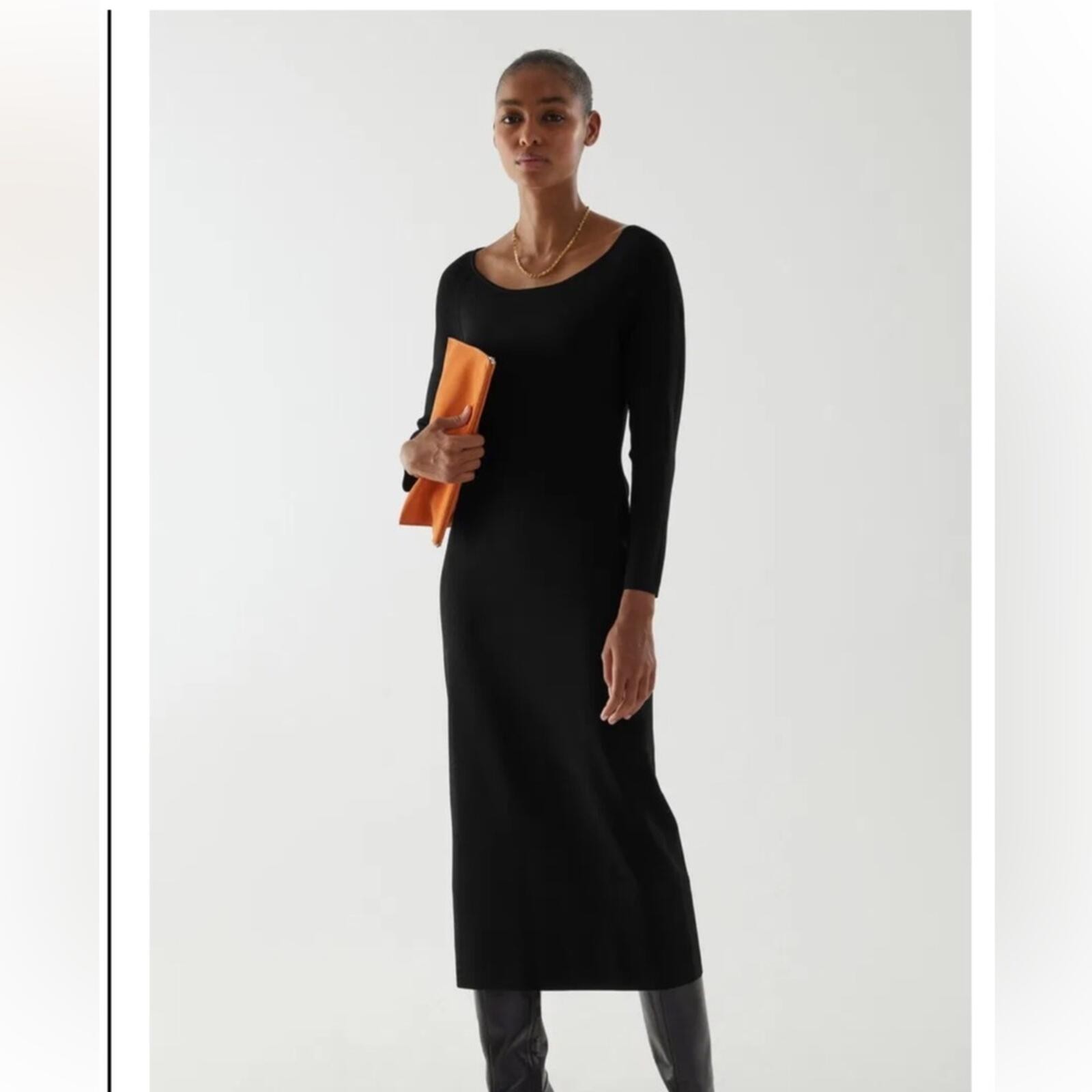 COS Women’s Ribbed Black Long Sleeve Dress