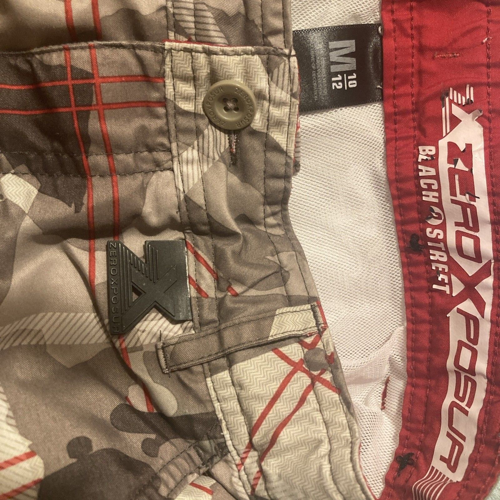 Boys 10/12 Swim Trunks, Zero Exposure, Button& Hook Fly, Adjustable Waist, GUC