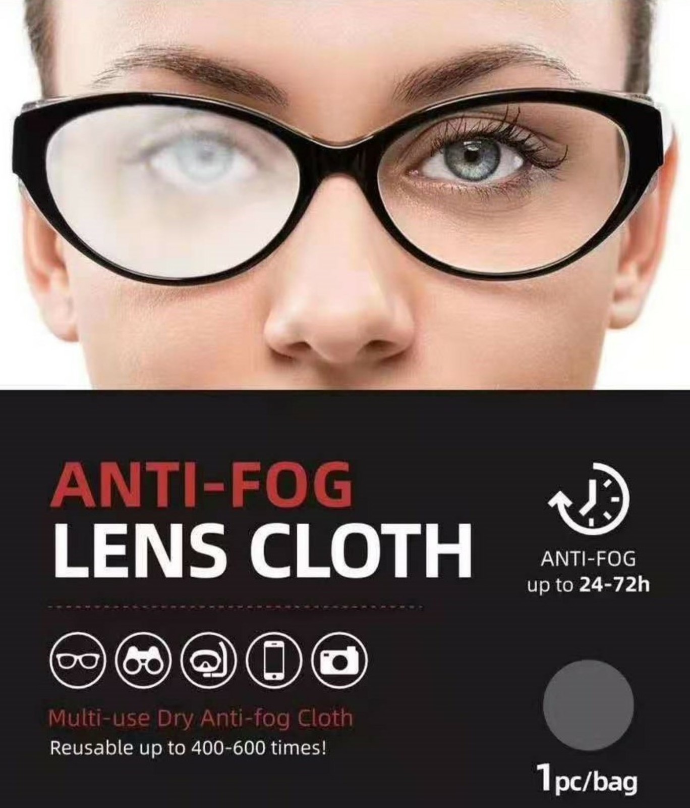 Anti-Fog Lens Cleaning Cloth Multi-Use Reusable Up To 400-600 Times!