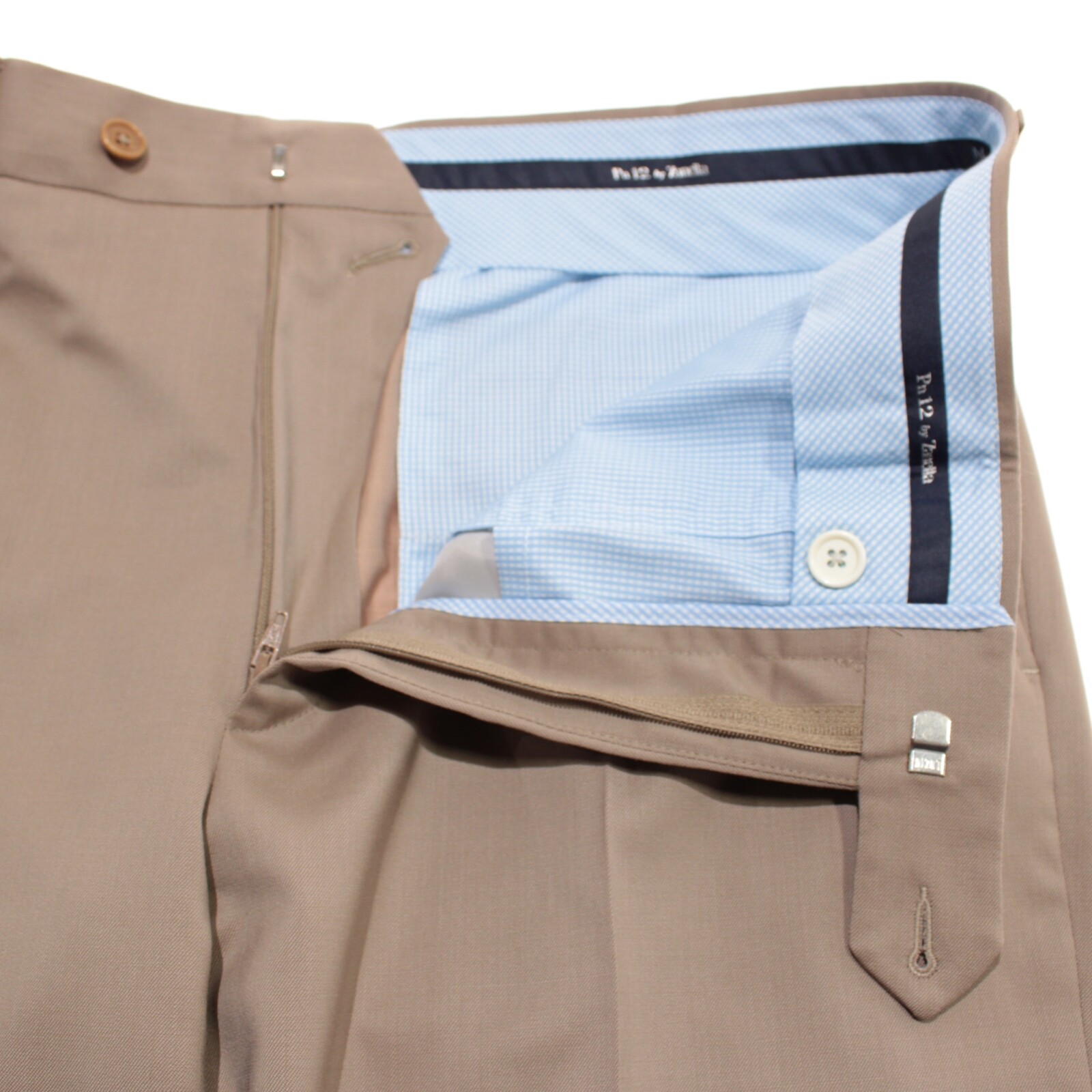 Zanella NWT Dress Pants Size 35 US Pn12 In Solid Beige Wool Blend