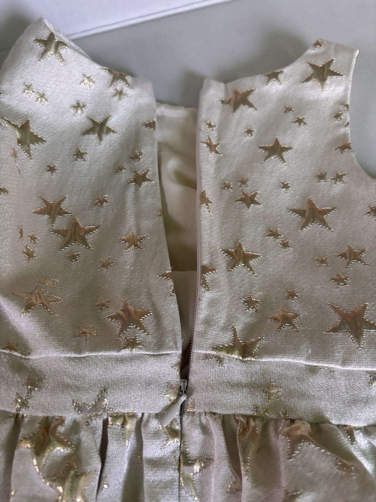 GapKids Fit & Flare Ivory Gold Star Party Dress XS 110 Sleeveless Holiday