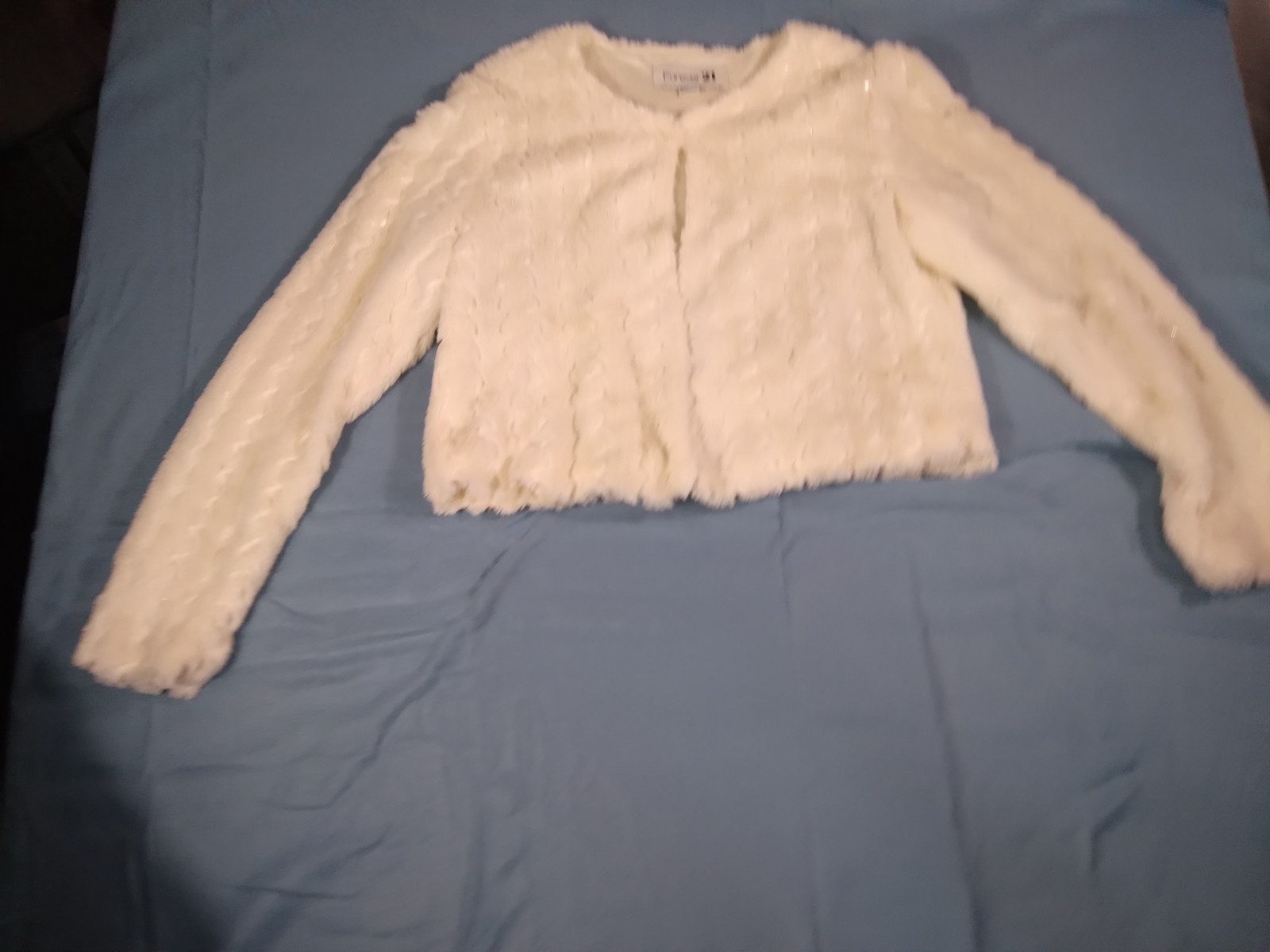 Forever 21 Textured Faux Fur Cropped Jacket Sz M