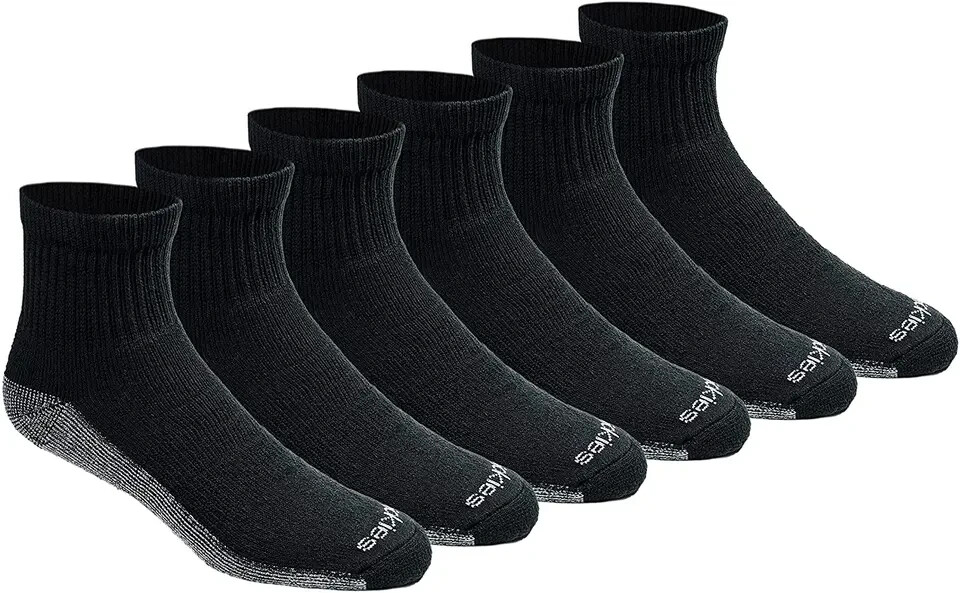 Dickies Men’s 6 Pack Dri-Tech Comfort Quarter Socks Black Fits Shoe Size 6-12 US