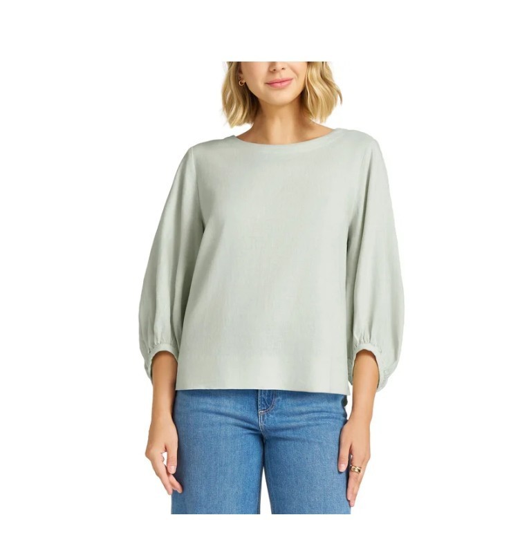 Matty M Women’s Linen Blend Top 3/4 Sleeve Boat Neck