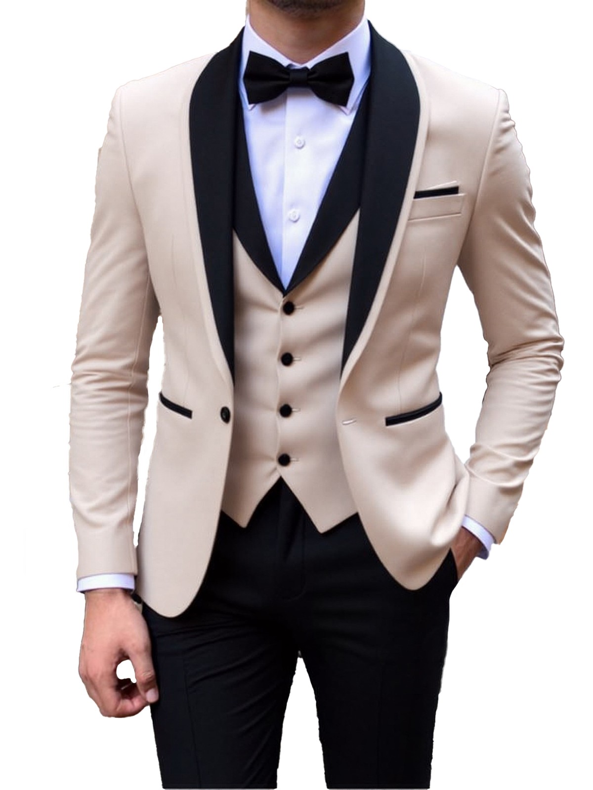 Men 3Pcs Suit shawl Lapel Groom Formal Wedding Homecoming Prom Party Tuxedo Suit