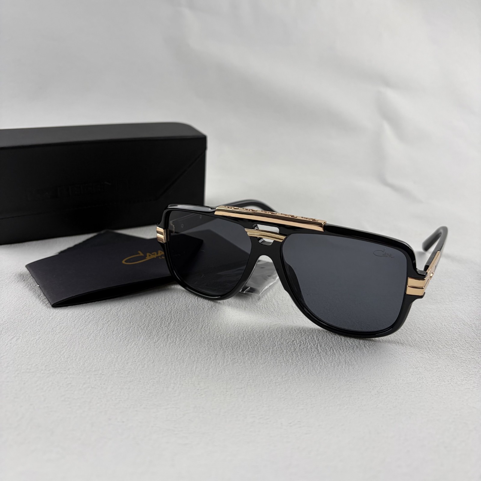 Cazal Black Gold Sunglasses Iconic Frame Classic Black Lens Included Box