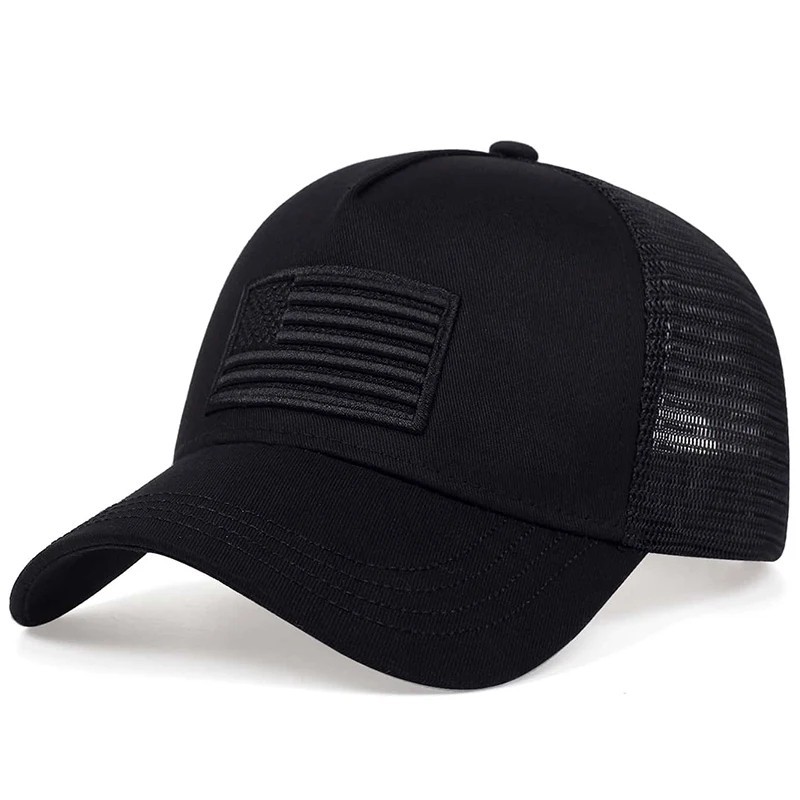Army Green/Black American Flag Hat – Tactical Snap Back Trucker Baseball Cap