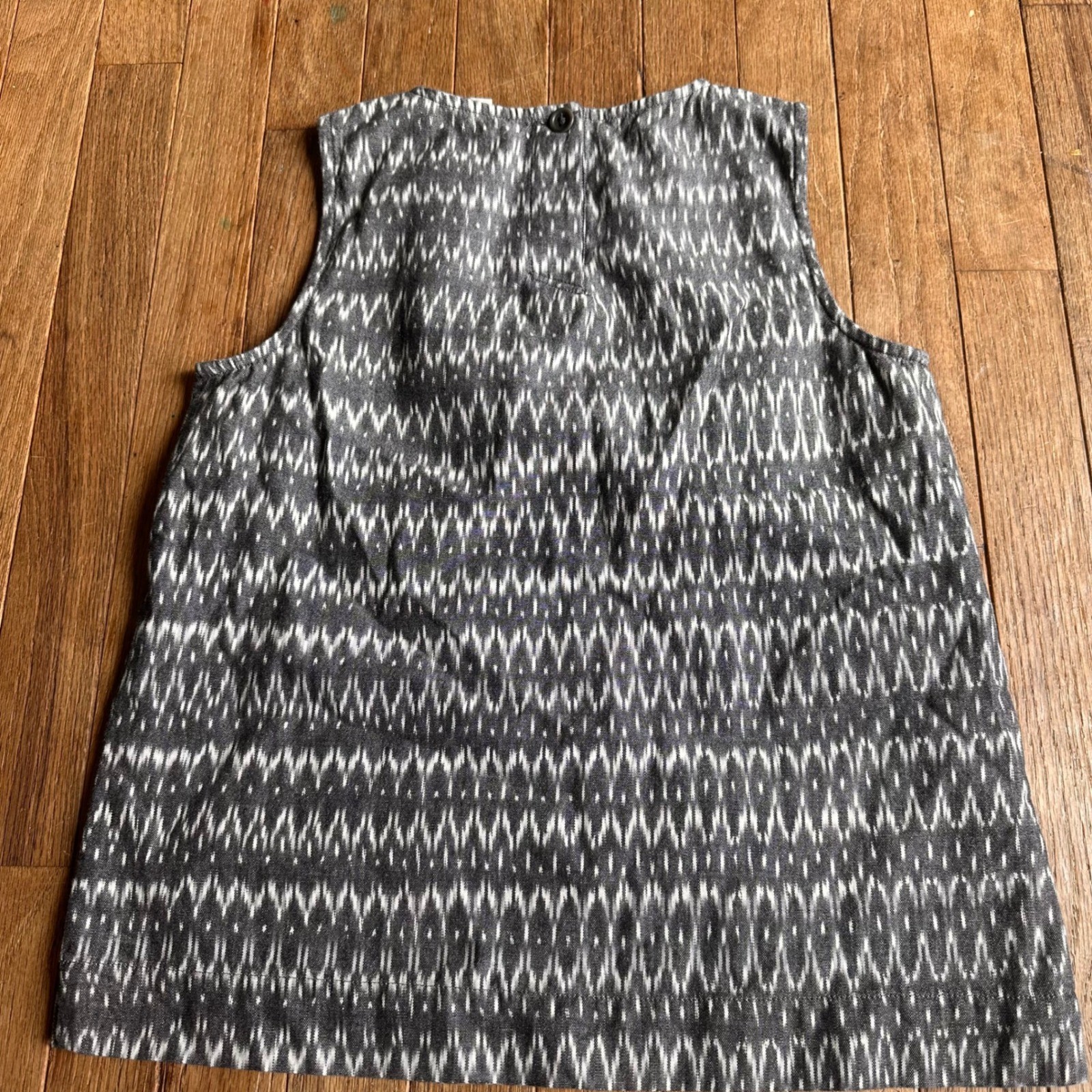 Eileen Fisher Organic Cotton Ikat Tank Top Womens XXS Geometric Grey Modern