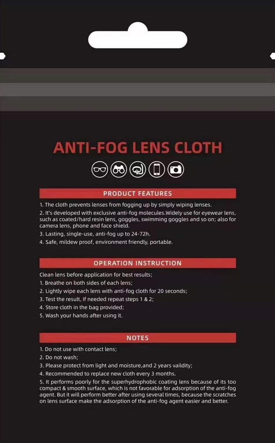 Anti-Fog Lens Cleaning Cloth Multi-Use Reusable Up To 400-600 Times!