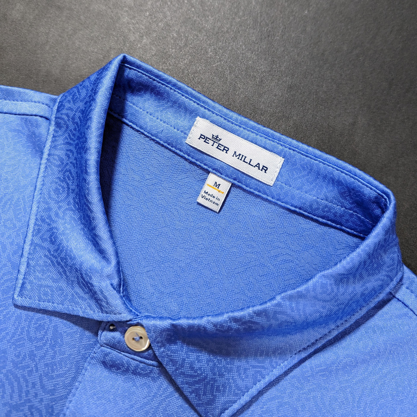 Peter Millar Calaveras Performance Jacquard Polo Size M Medium Blue Batik