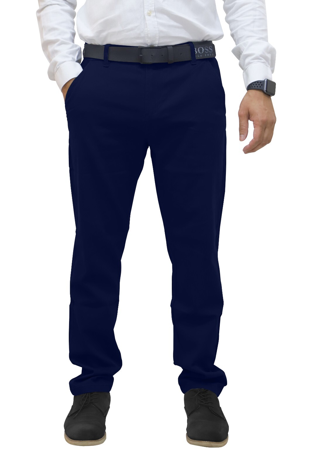 Mens Chino Pants Regular Fit Flat-Front Casual Stretch Relaxed Cotton Trouser
