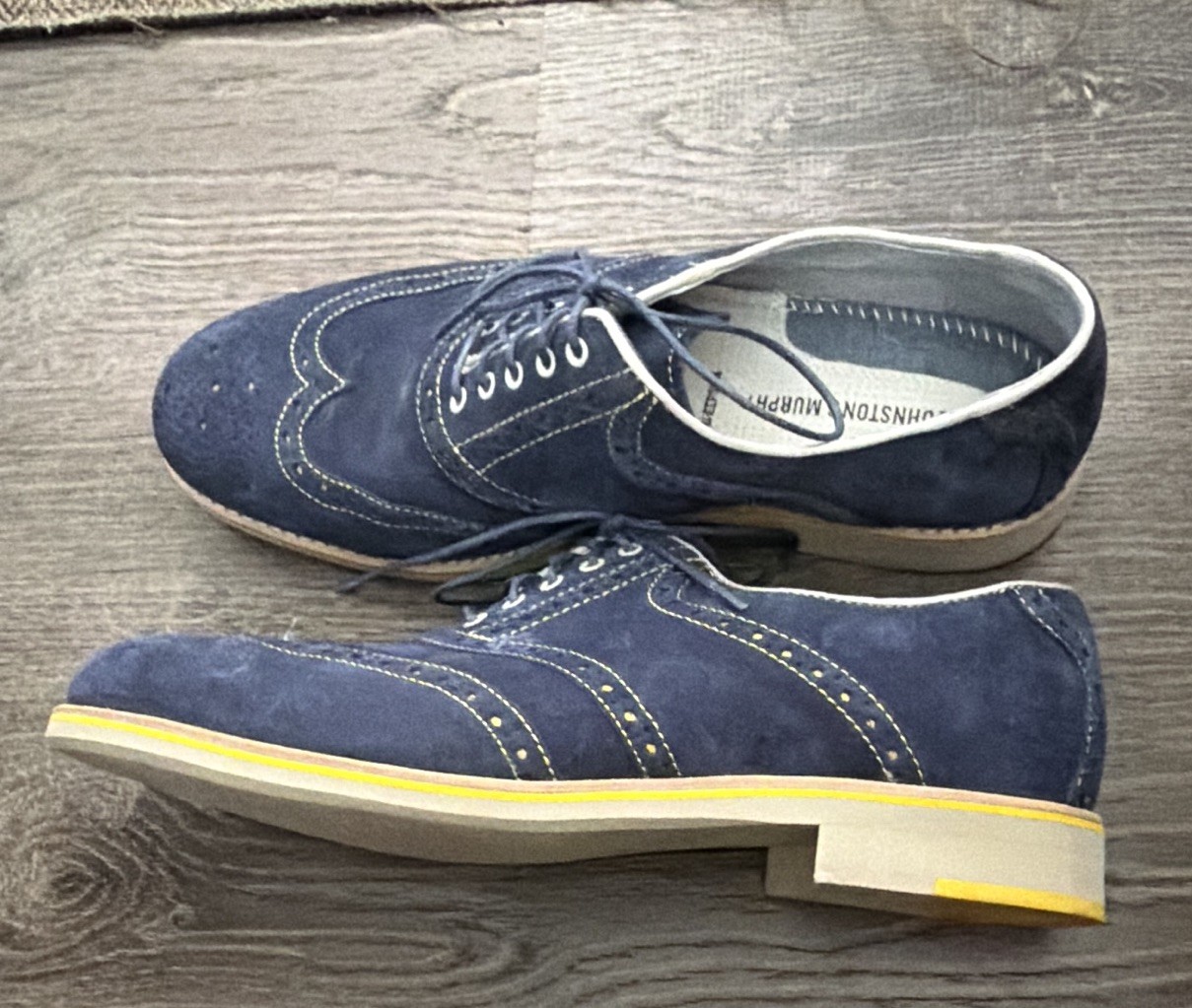 Johnston & Murphy Blue Suede Wingtip Brogue Lace-Up Dress Shoes Men’s 10.5