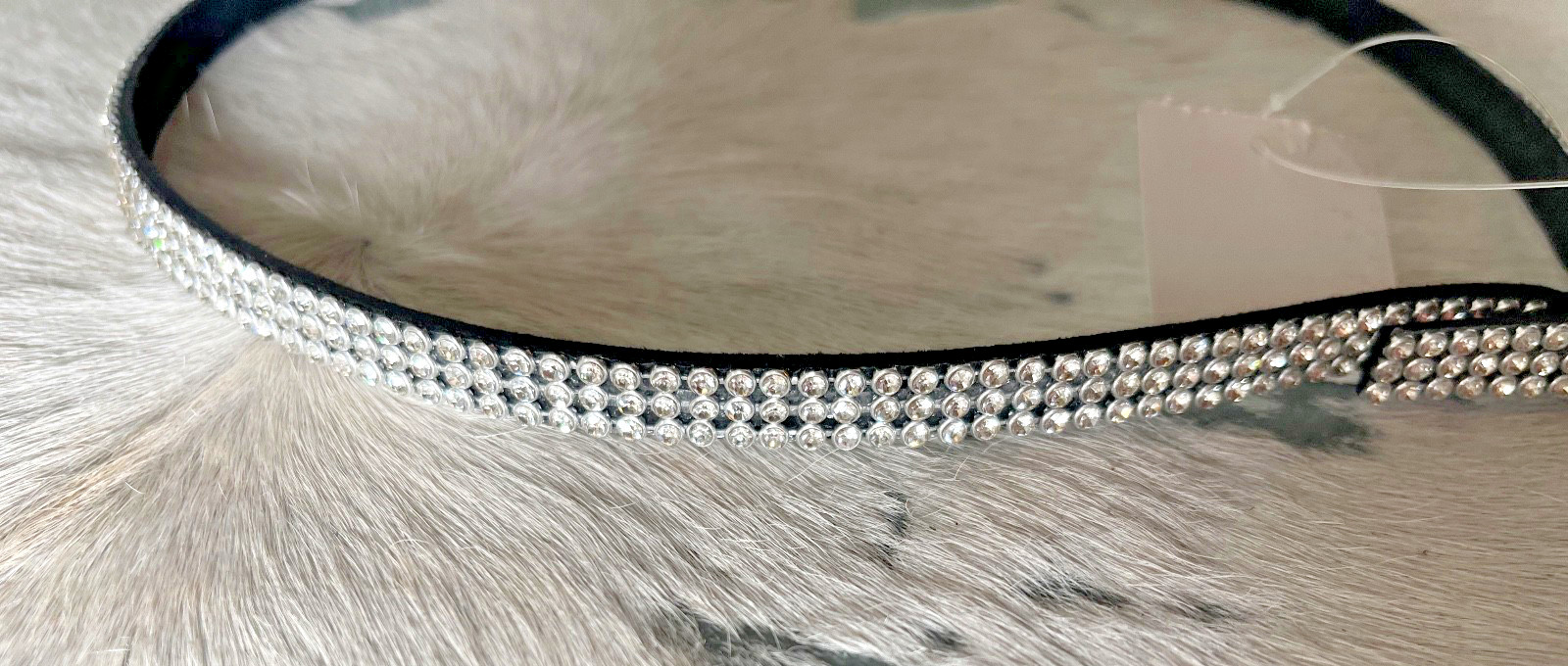 Western Womens Hatband 27.5 x 3/8 in Crystal Buckle 3 Row Cowboy Rodeo Horse