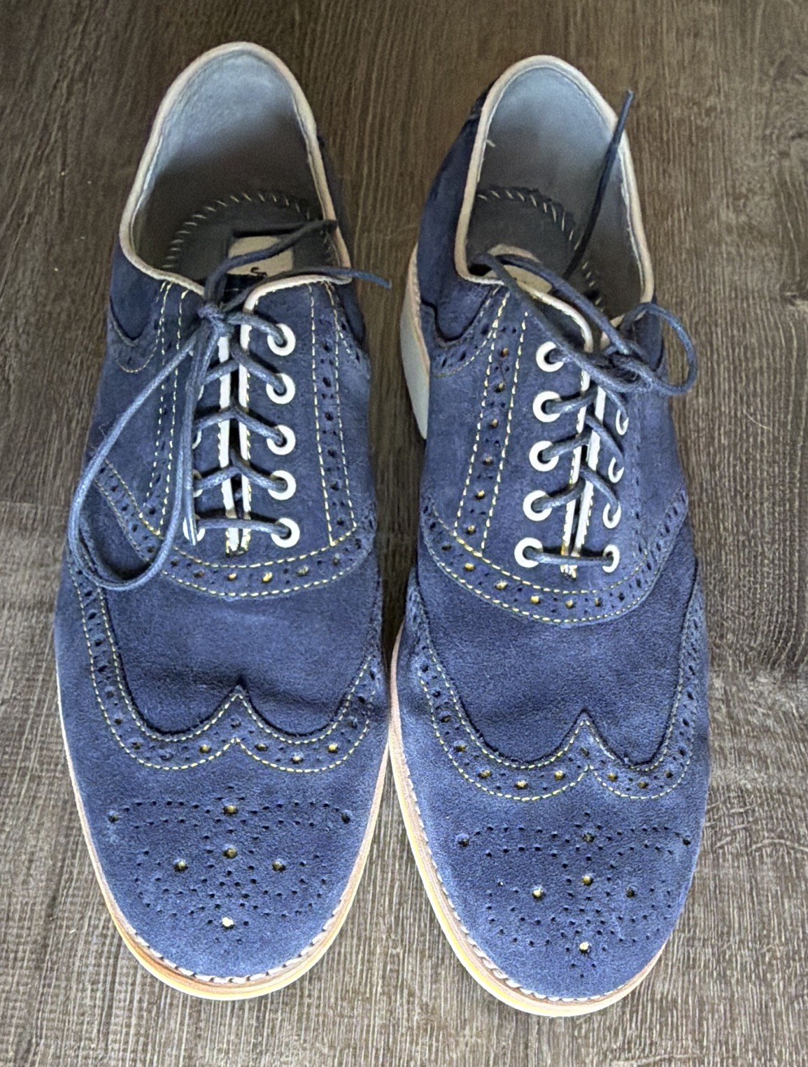 Johnston & Murphy Blue Suede Wingtip Brogue Lace-Up Dress Shoes Men’s 10.5