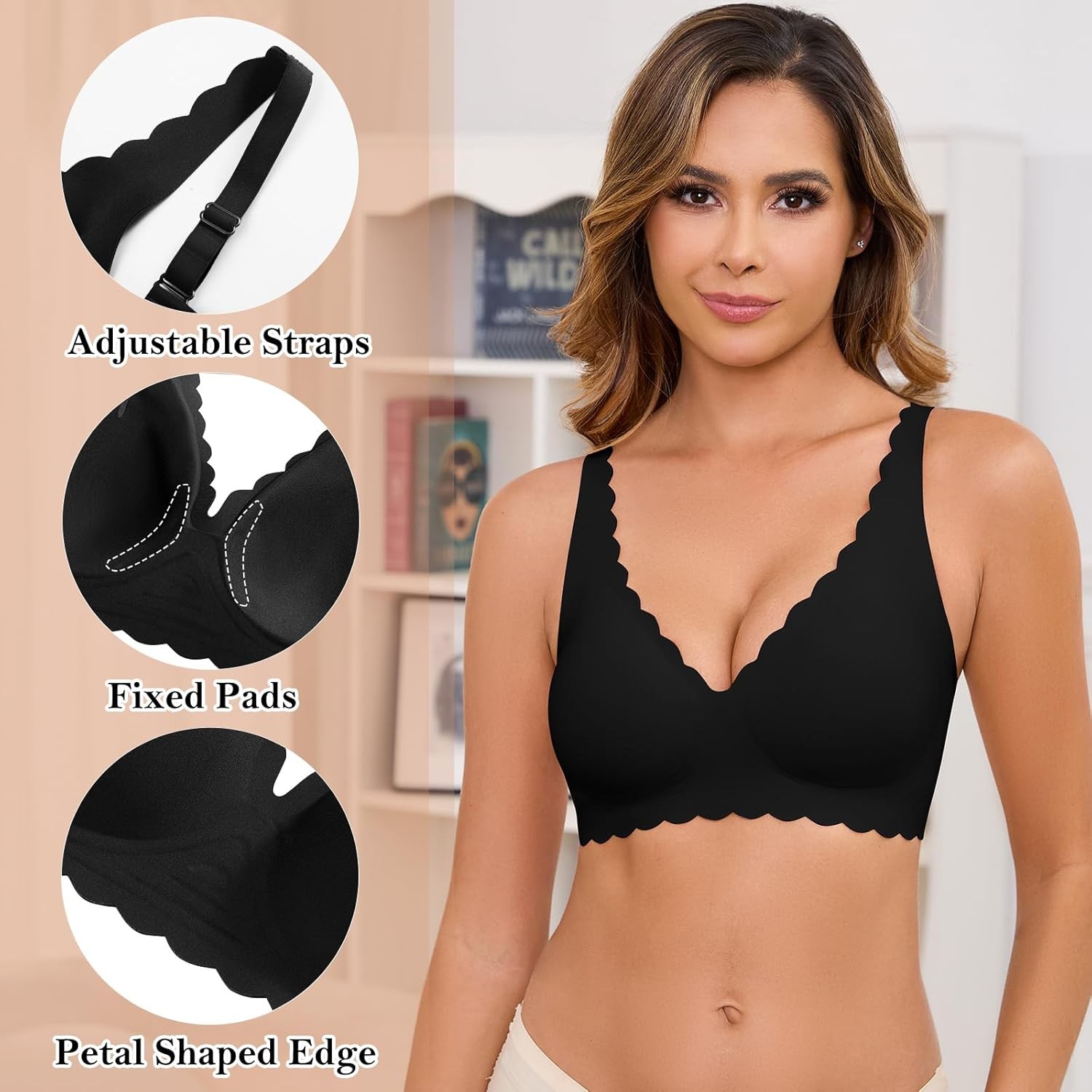Women Wireless Jelly Bra Full Coverage Push Up Bralettes T Shirt Bras Smooth Bra