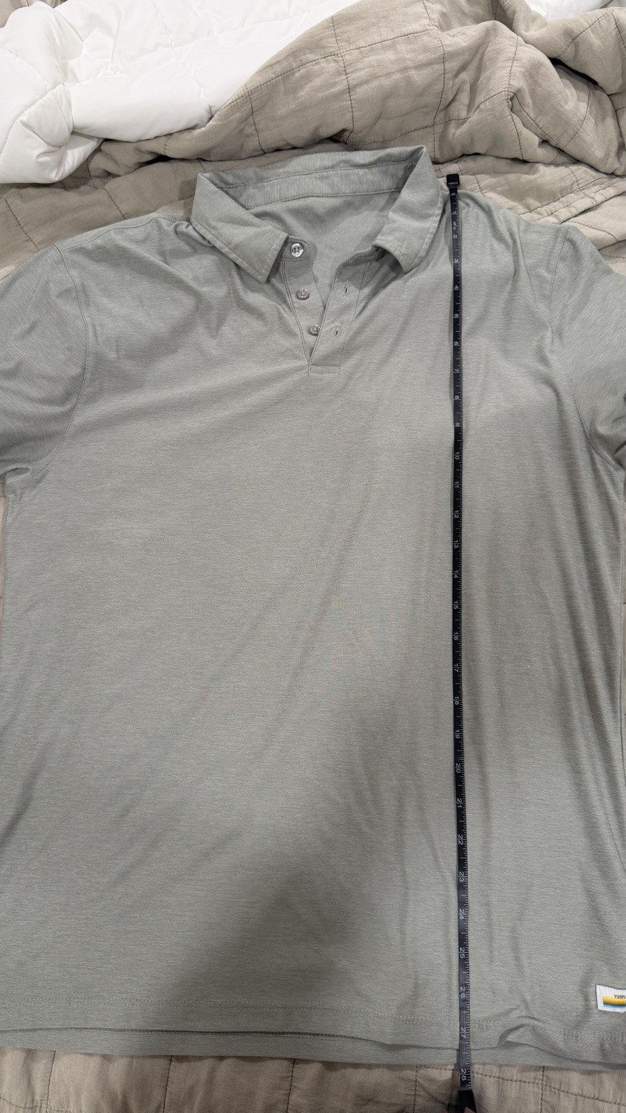 Vuori Strato Tech Polo – Men’s Large – Light Sage Green Heather