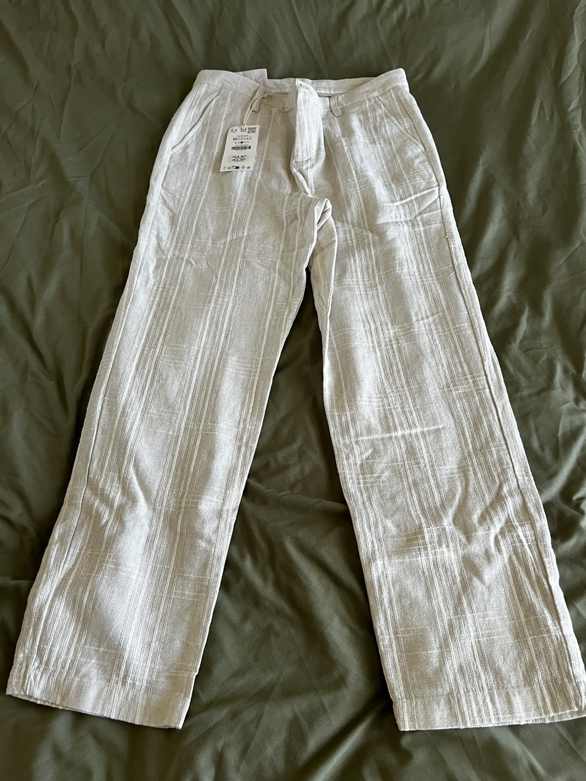 Zara Size US 31 Beige Mid-Rise Tailored Trouser Tapered Pants
