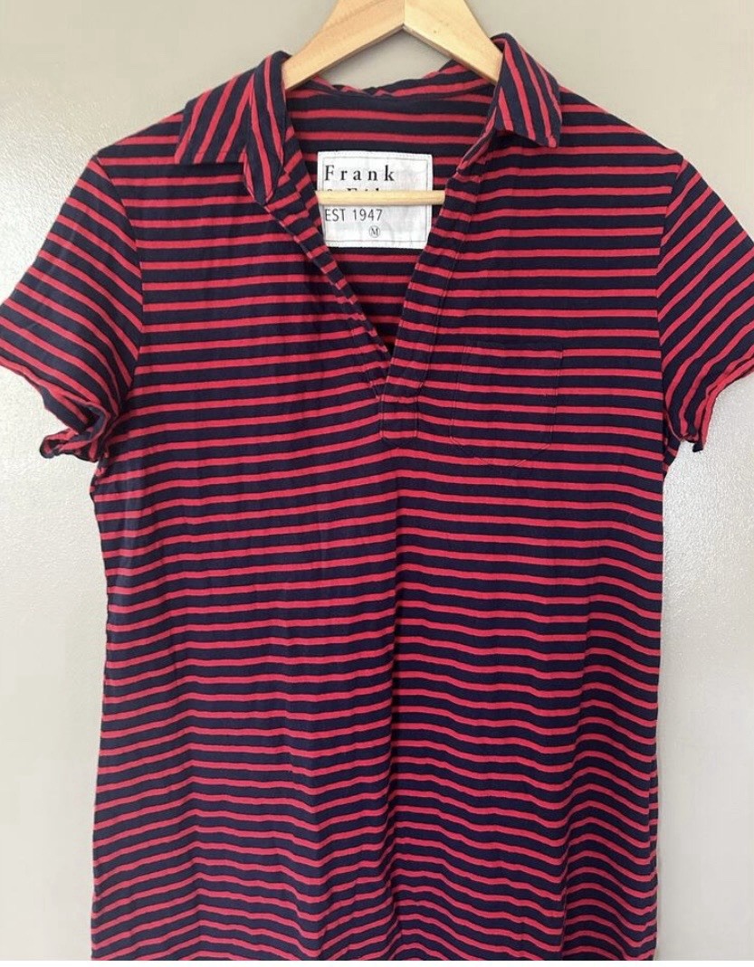 Frank & Eileen Women’s Polo Dress Red/Navy Striped Size M