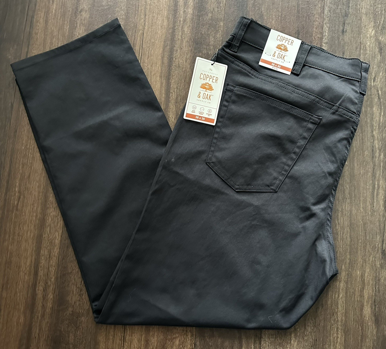 Copper & Oak NWT Men’s 38×30 5 Pocket Polyester Pants Black K5S842 NWT $75