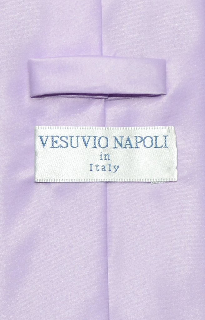 Vesuvio Napoli Solid Lavender Purple NeckTie and Handkerchief Mens Neck Tie Set
