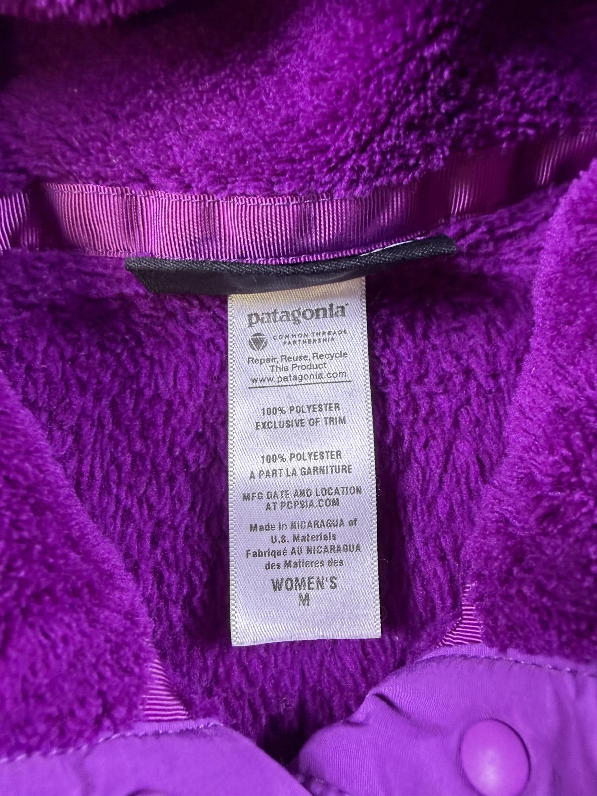Patagonia Snap-T Fleece Jacket Womens Medium Purple Pullover Warm
