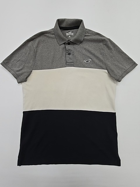 Hollister Mens Color Block Polo Advanced Stretch Gray/Black Size M EUC
