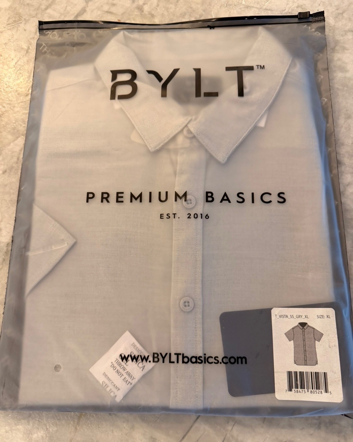 NEW | BYLT Vista Short Sleeve Button Down Shirt Mens Size XL Light-Grey