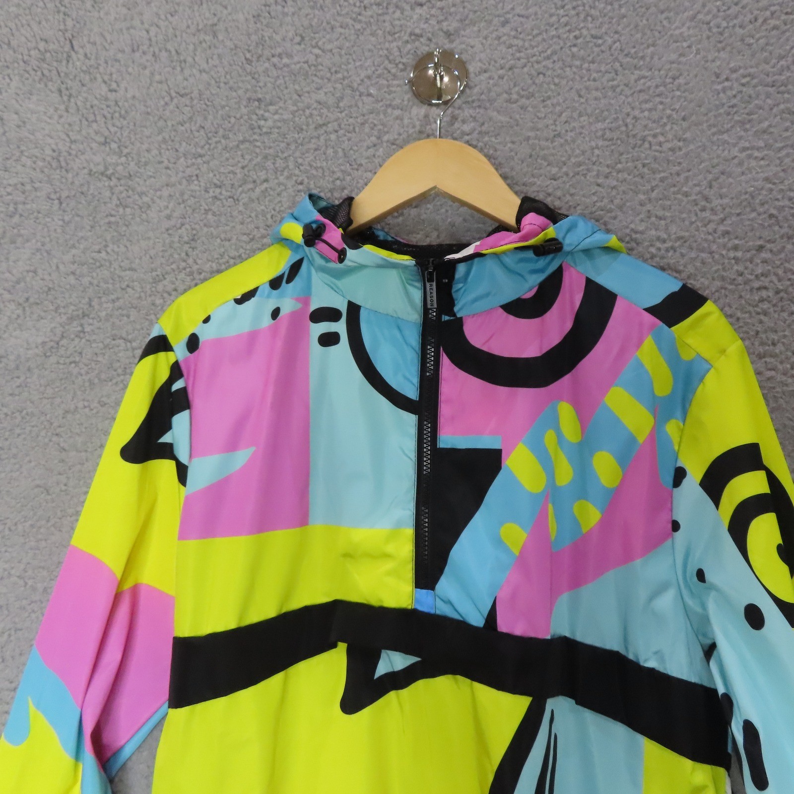 Reason NYC Windbreaker Jacket Medium 90s Style Colorful Graphic Streetwear Coat