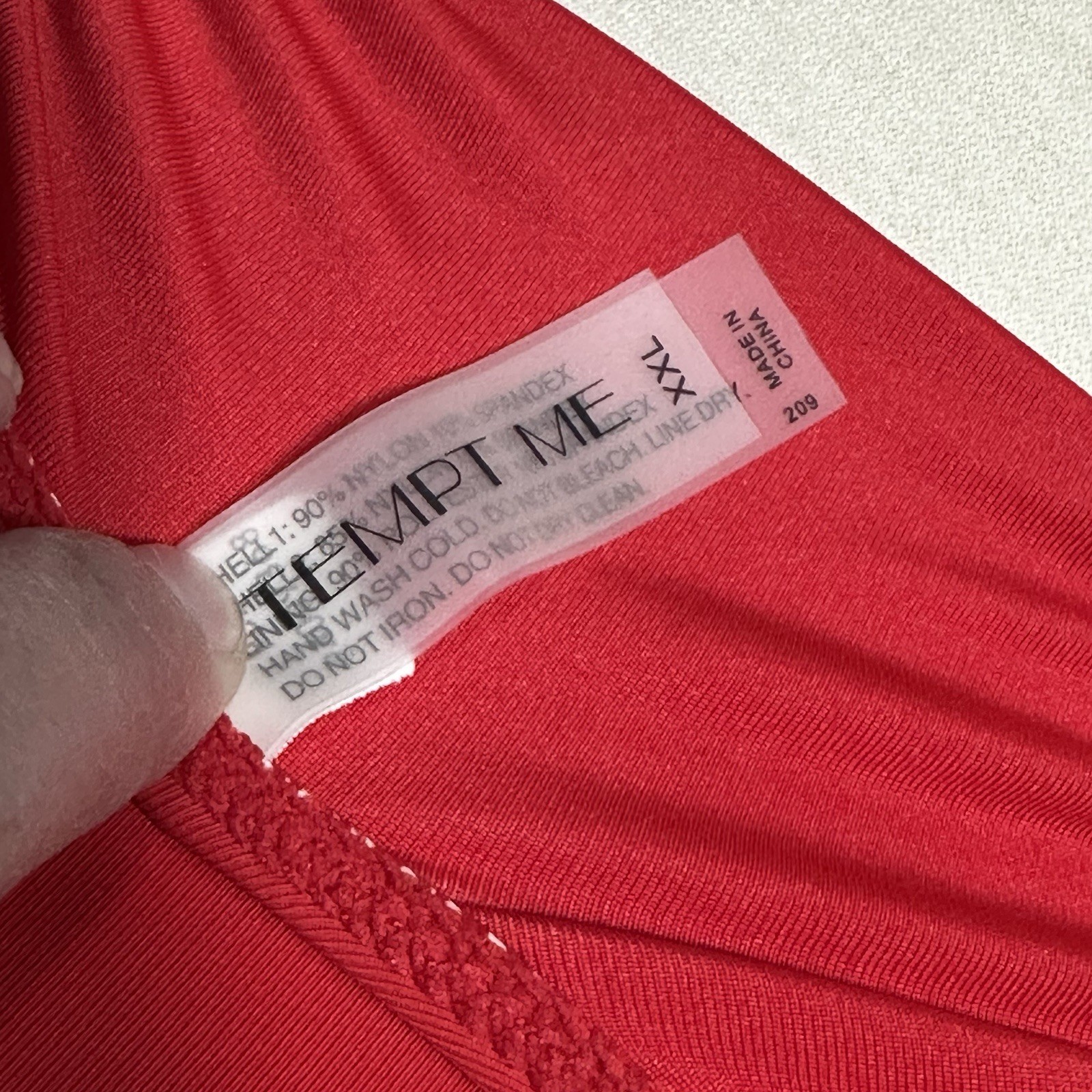 Tempt Me Women’s One Piece Red Swimsuit With Mesh Neckline Size XXL