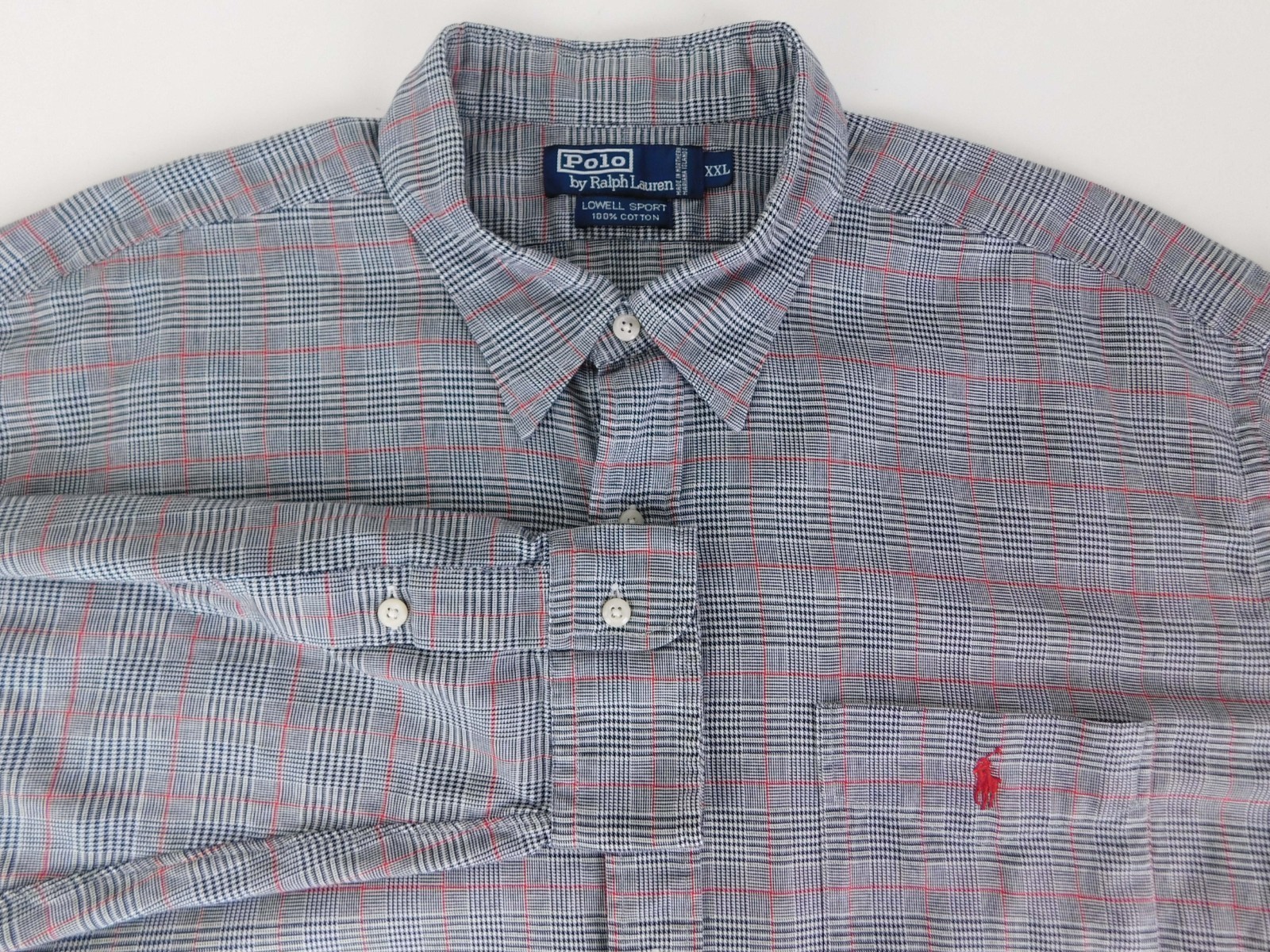 Ralph Lauren Polo Lowell Sport Mens Long Sleeve Plaid Pocketed Shirt XXL