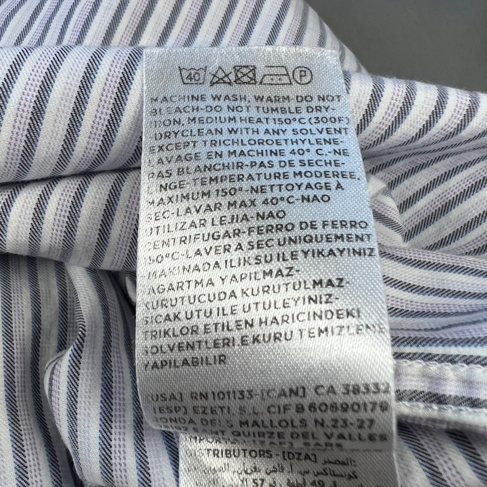 Ermenegildo Zegna Men’s Striped Dress Shirt XL Made in Turkey Missing Buttons