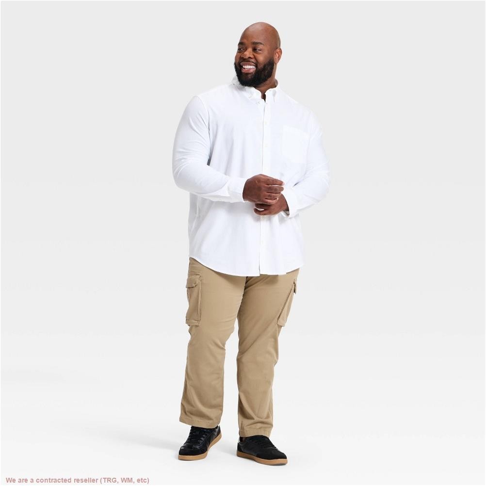 Men’s Tall Long Sleeve Oxford Button-Down Shirt – White XXLT *SEE DEAL!!!*