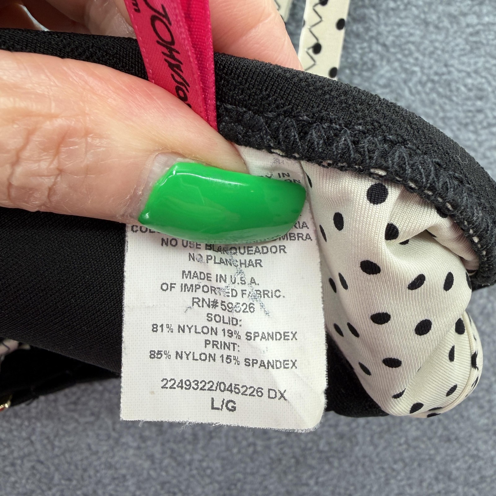 VTG 90s Y2K Betsey Johnson Bikini Women Large Black Polka Dot Pinwheel Retro