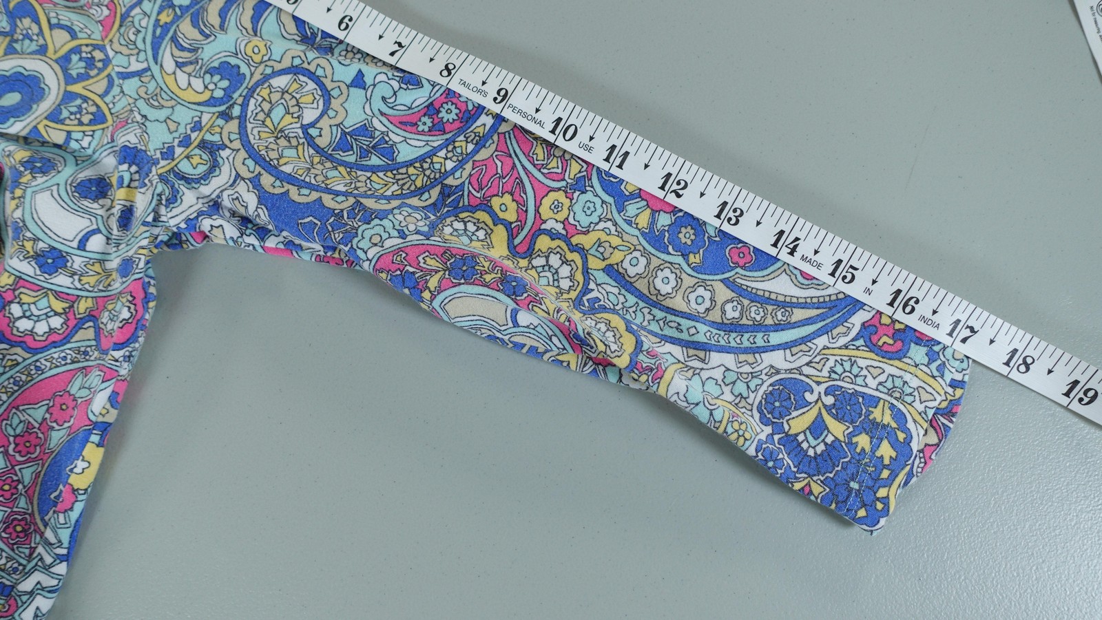Talbots Shirt Womens SP Multicolor Paisley 3/4 Sleeve Crew Neck Jersey Top