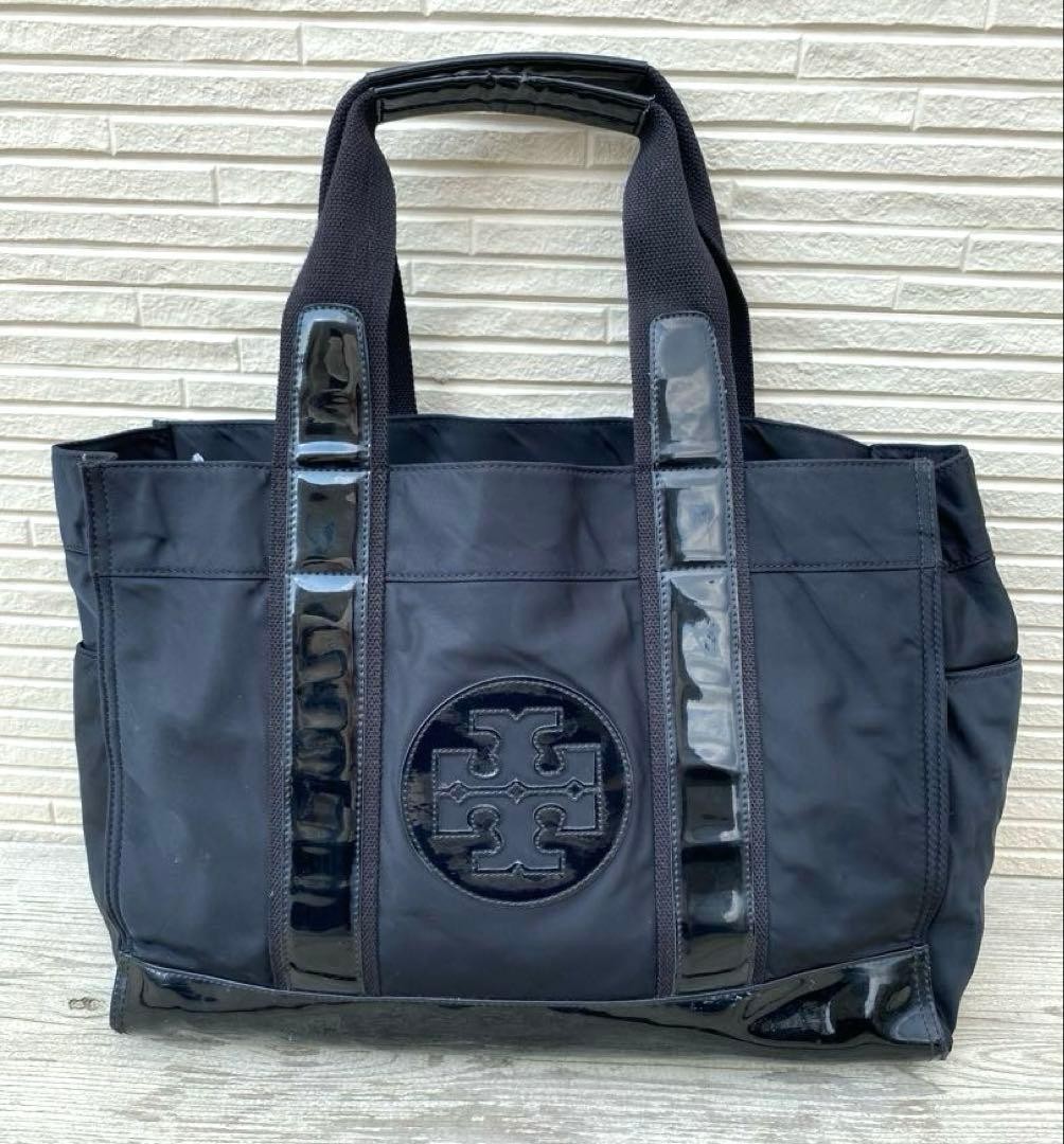 Tory Burch Ella Enamel Nylon Tote Bag