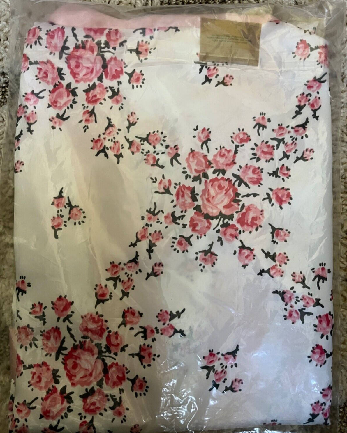 Morgan Lane Allie Satin Robe Women’s S/M White Pink Floral Kimono Lounger