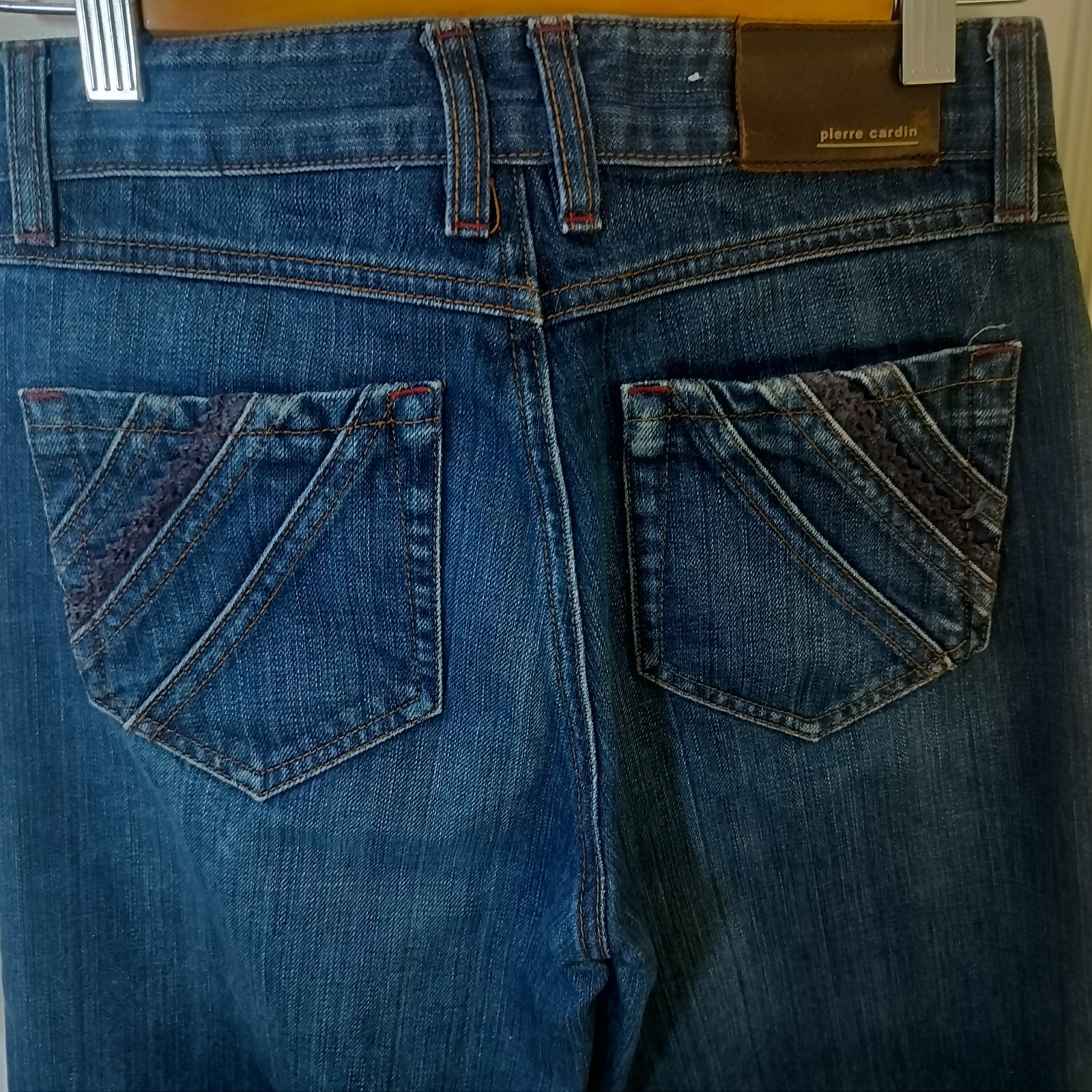 90s High Waisted Pierre Cardin Blue Denim Jeans With Unique Back Pockets Size 27