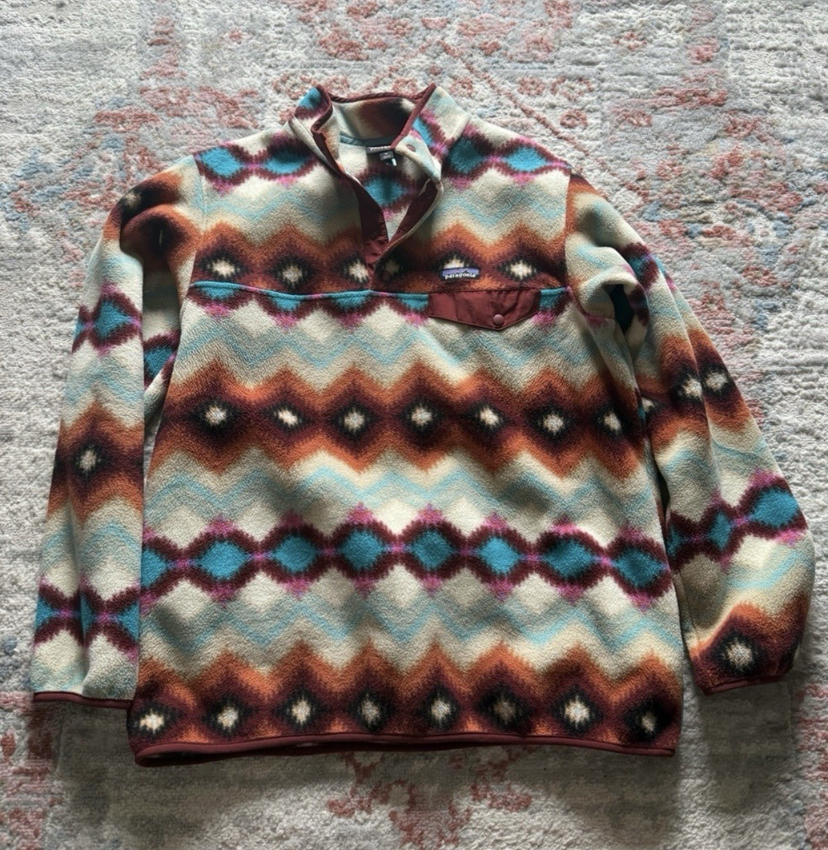 Patagonia Lightweight Synchilla Snap T-Fleece Pullover in Timber Twist:CinderRed