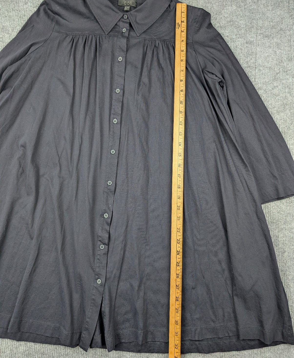 COS Shirt Dress Womens Small Cotton Relaxed Fit Lagenlook Quiet Luxury Navy Blue