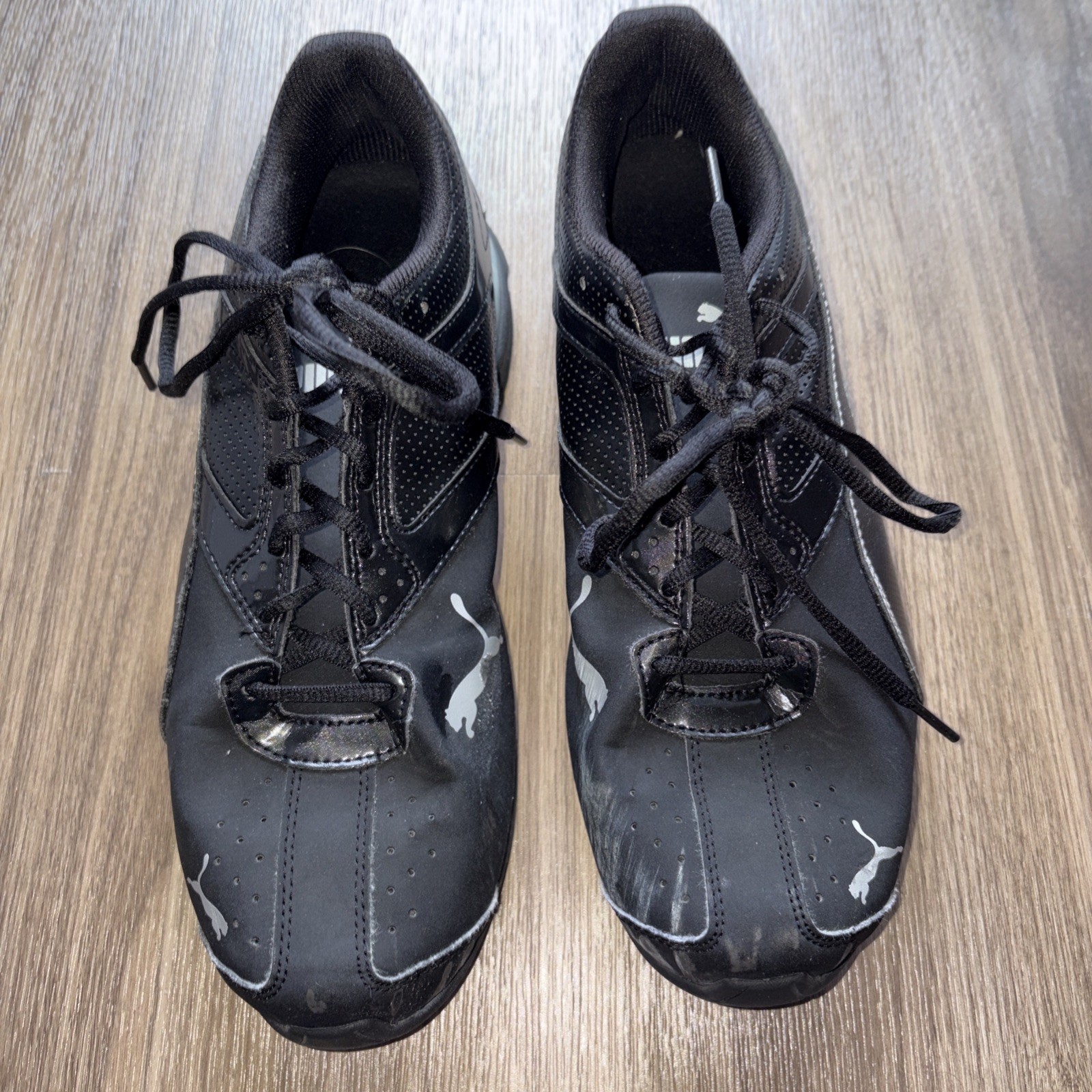 Men’s EUC Puma Tazon 6 Fracture FM Black And Grey Size 10